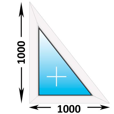 Готовое пластиковое окно Novotex треугольное глухое левое 1000x1000 (ширина Х высота)  (1000Х1000)
