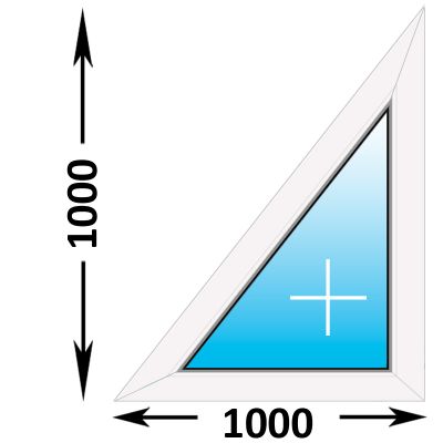Готовое пластиковое окно Novotex треугольное глухое правое 1000x1000 (ширина Х высота)  (1000Х1000)