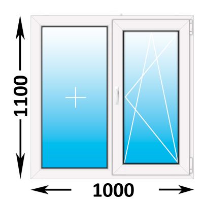 Готовое пластиковое окно Novotex двухстворчатое 1000x1100 (ширина Х высота)  (1000Х1100)