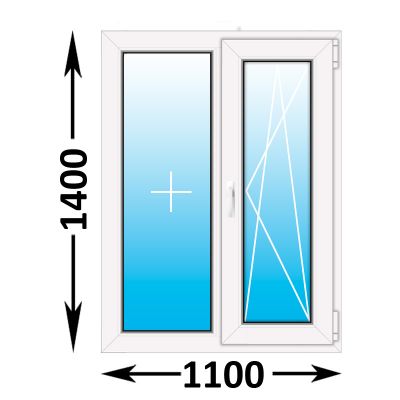 Готовое пластиковое окно Novotex двухстворчатое 1100x1400 (ширина Х высота)  (1100Х1400)