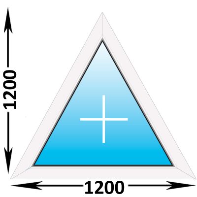 Готовое пластиковое окно Novotex треугольное глухое 1200x1200 (ширина Х высота)  (1200Х1200)
