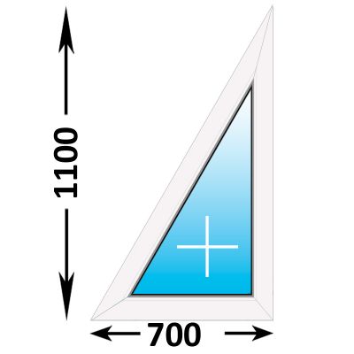 Готовое пластиковое окно Novotex треугольное глухое правое 700x1100 (ширина Х высота)  (700Х1100)