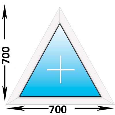 Готовое пластиковое окно Novotex треугольное глухое 700x700 (ширина Х высота)  (700Х700)