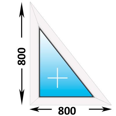Готовое пластиковое окно Novotex треугольное глухое левое 800x800 (ширина Х высота)  (800Х800)