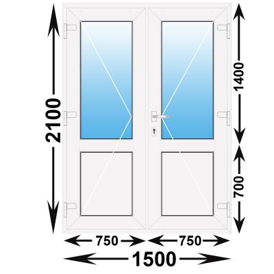 Готовая пластиковая входная дверь MELKE 1500x2100 (ширина Х высота) (1500Х2100)