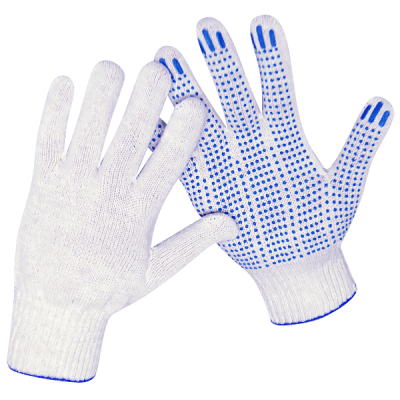 Перчатки трикотажные с точечным ПВХ покрытием белые