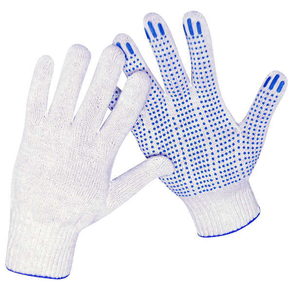Перчатки трикотажные с точечным ПВХ покрытием белые