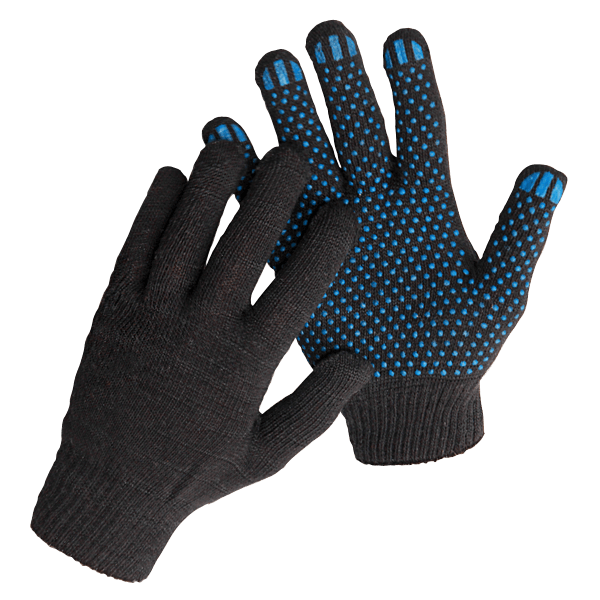 Перчатки трикотажные с точечным ПВХ покрытием черные