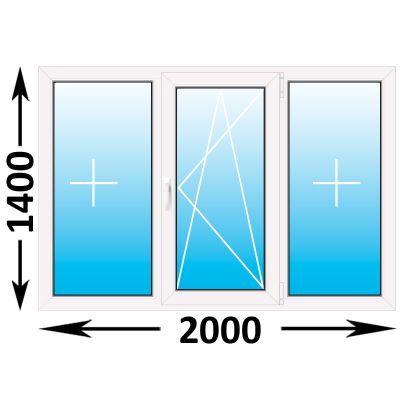 Пластиковое окно Rehau Blitz трехстворчатое 2000x1400 (ШxВ)